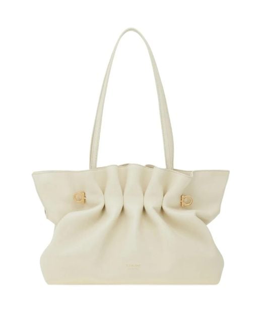 Ferragamo White Medium Soft Shoulder Bag
