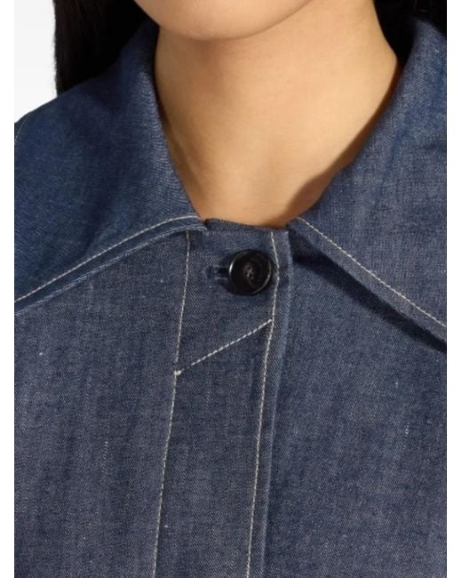 Liviana Conti Blue Waylen Buttoned Rear-Pleat Denim Jacket