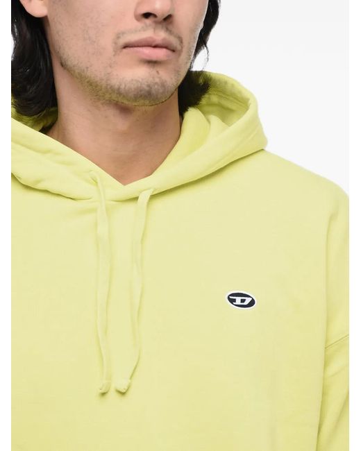 DIESEL Yellow Logo-Patch Pouch-Pocket Hoodie for men