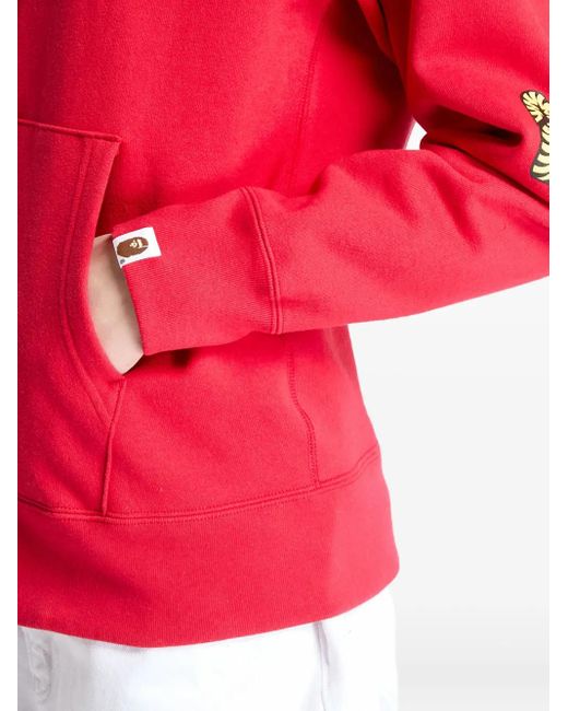 A Bathing Ape Tiger-Embroidered Zip-Up Hoodie