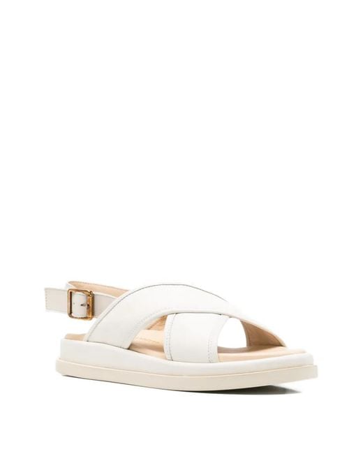 SERGIO MORETTI FIRENZE White Crossover-Strap Slingback Sandals