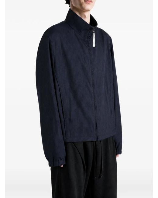 Givenchy Blue Pinstripe-Pattern High-Neck Jacket for men