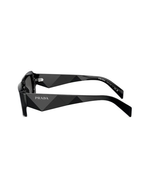 Prada Black Logo-Lettering Rectangular Sunglasses