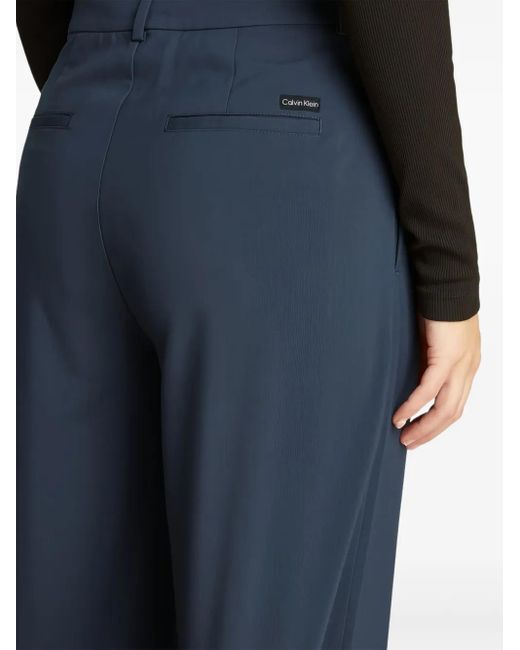 Calvin Klein Blue Tailored Wide-Leg Trousers