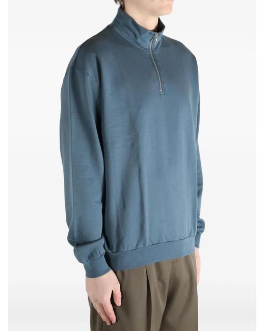 Auralee Blue Half-Zip Sweatshirt for men