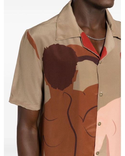 Amir Slama Brown Graphic-print Silk Shirt for men