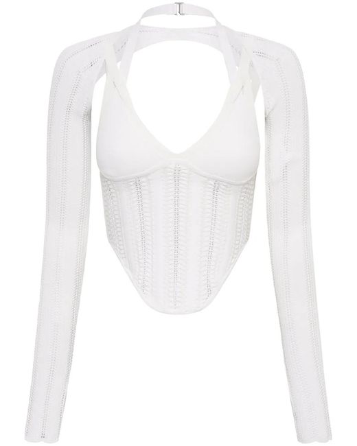 Dion Lee White Snakeskin-Effect Corset Top