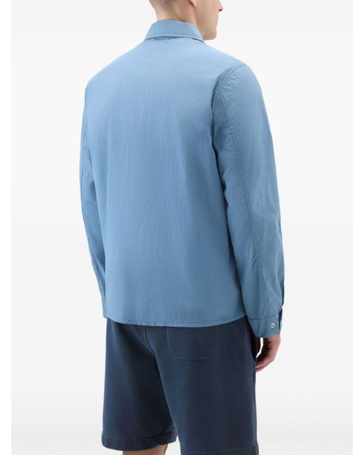 メンズ Woolrich テクスチャード シャツジャケット Blue