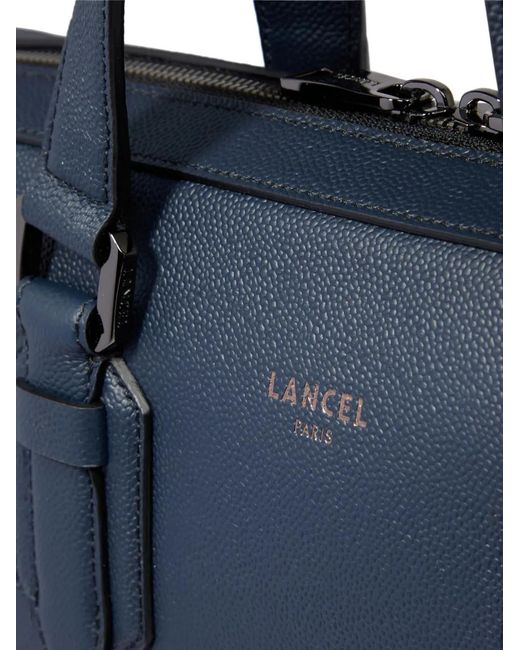 Lancel Blue Leather Buckle-Fastening Briefcase Bag for men