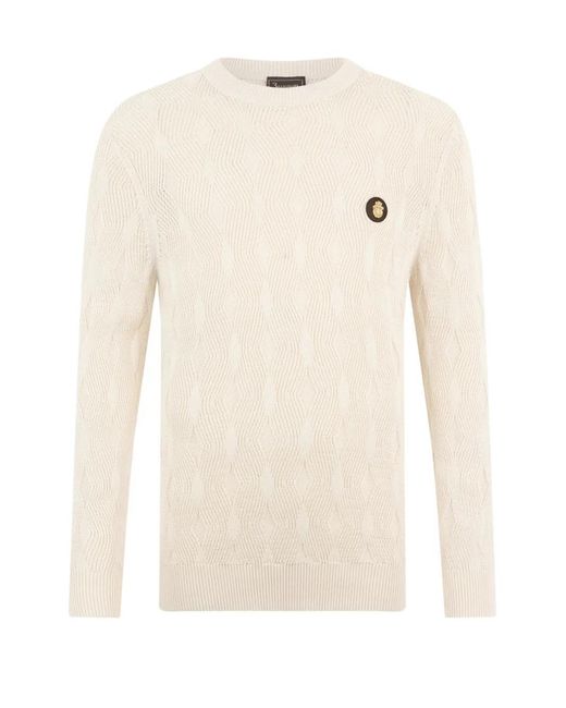 Billionaire White Round-Neck Sweater for men