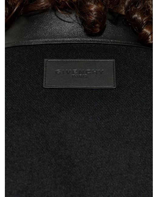 Givenchy Black Leather-Collar Wool Jacket for men