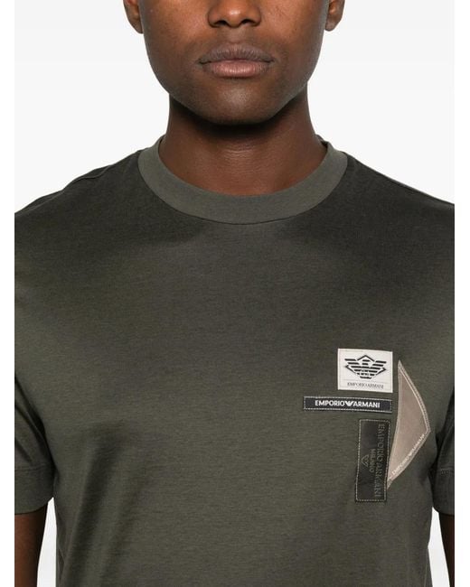Emporio Armani Green Patch-Embellished T-Shirt for men