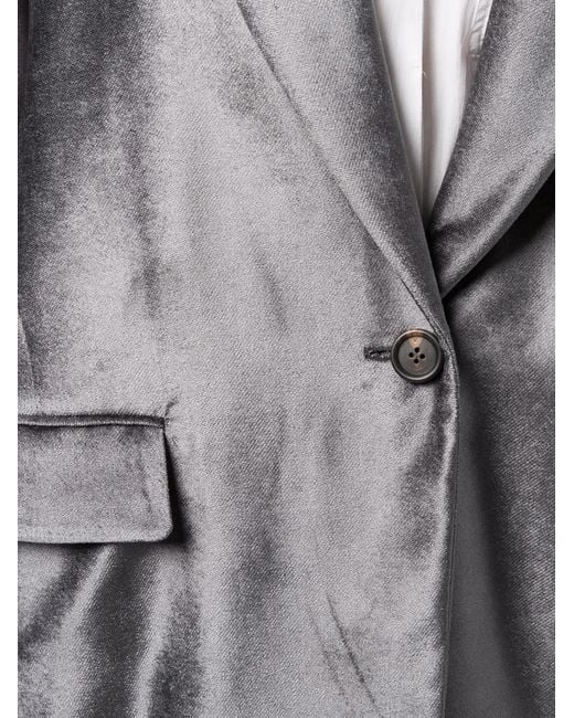 Brunello Cucinelli Gray Chain-Trim Single-Breasted Blazer
