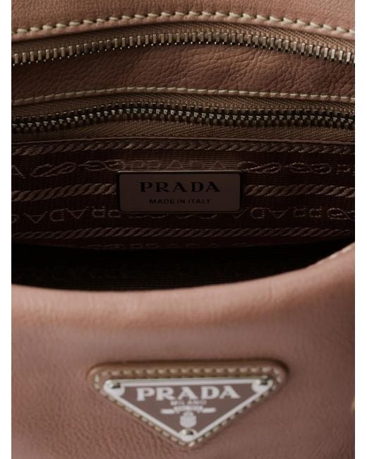 Prada Brown Leather Logo Tote Bag