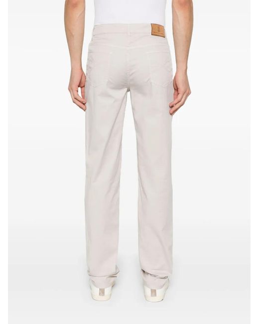 Brunello Cucinelli White Logo-Embroidered Trousers for men