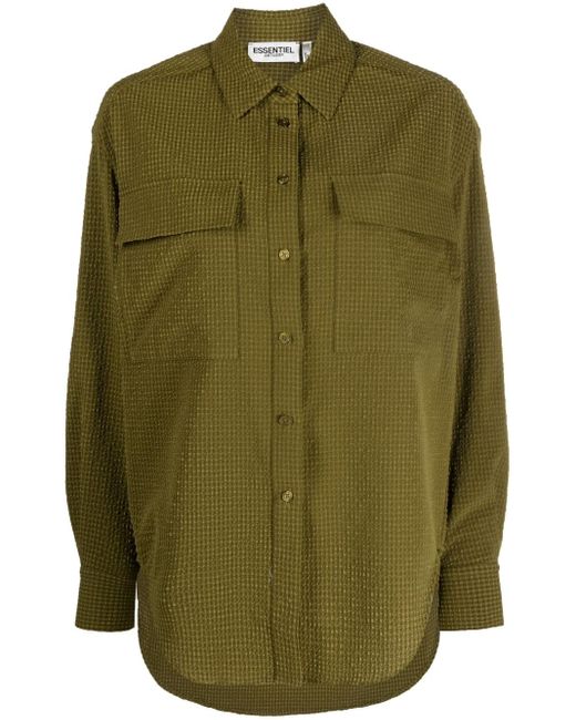 Essentiel Antwerp Textured-finish Long-sleeve Shirt in Green | Lyst