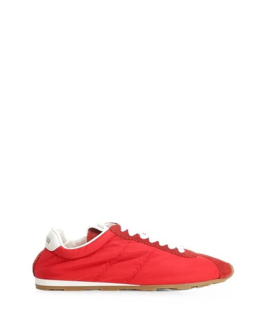 Miu Miu Red Plume Panelled Sneakers