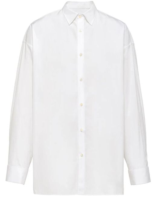 Camicia Con Logo di Prada in White da Uomo