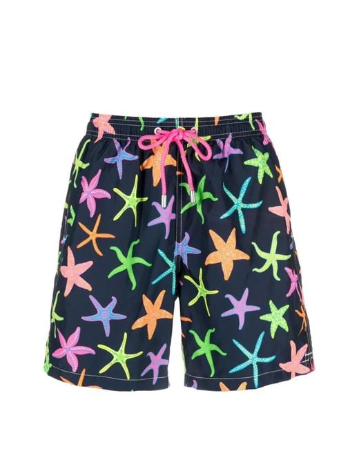 Mc2 Saint Barth White Starfish-Print Drawstring Swim Shorts for men
