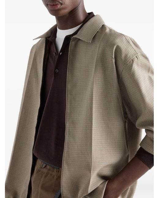 Prada Brown Long-Sleeved Superfine Wool Polo Sweater for men