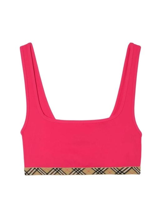 Burberry Pink Check Trim Bikini Top