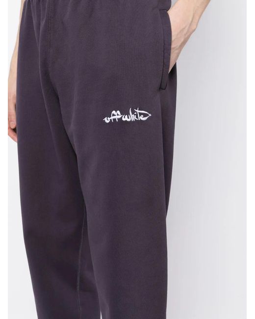 Off-White c/o Virgil Abloh Blue Embroidered-Logo Track Pants for men