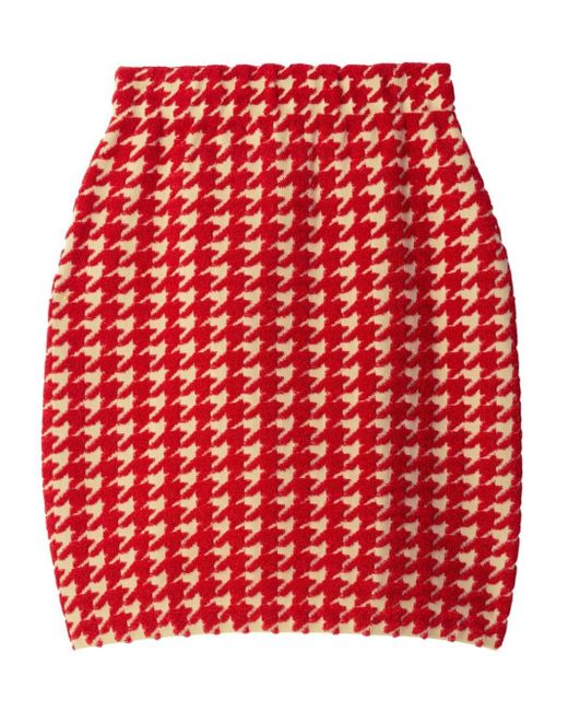 Minifalda con motivo pied de poule Burberry de color Red