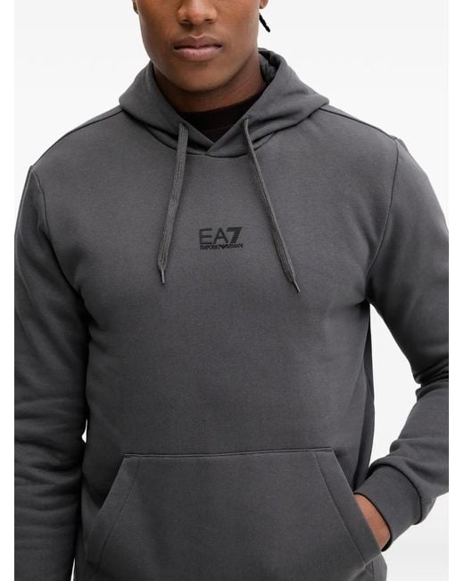 EA7 Gray Hoodie À Détail De Logo for men
