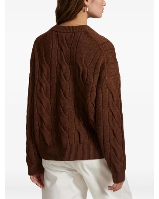 Maglione Con Scollo A V di Polo Ralph Lauren in Brown