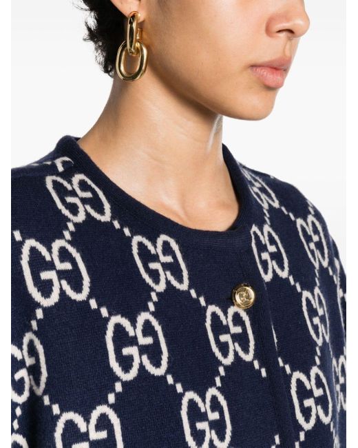 Gucci Omkeerbare Wollen Vestjas Met GG Logo in het Blue