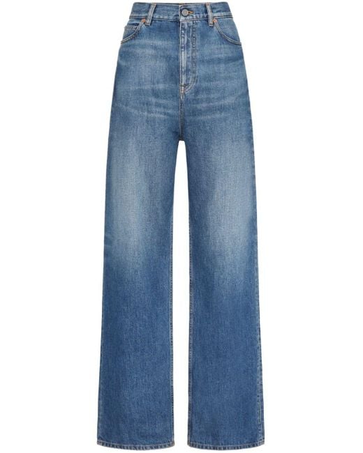 Valentino Garavani Blue Wide-leg Cotton Jeans