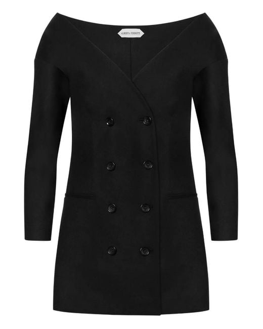Alberta Ferretti Black Virgin-Wool Blend Top
