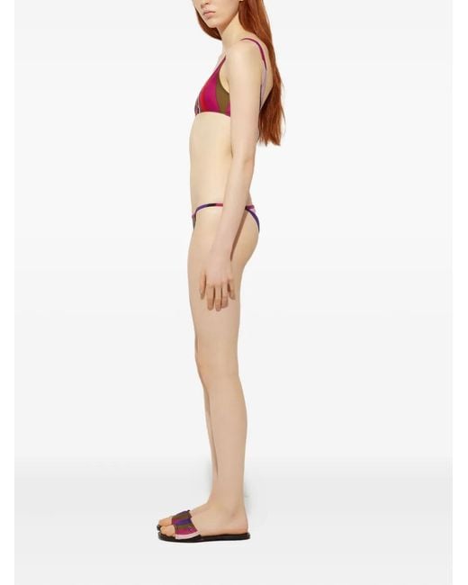 Emilio Pucci Red Print One-Shoulder Bikini Top