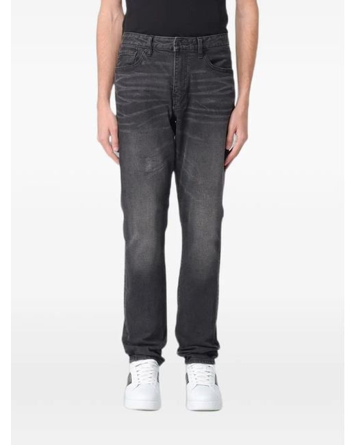 ARMANI EXCHANGE Black Belt-Loop Buttoned Jeans for men