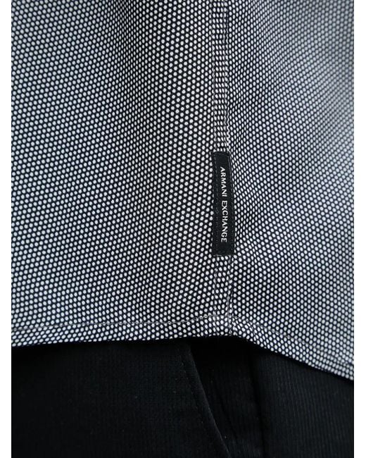 ARMANI EXCHANGE Gray Geometric-Pattern Long-Sleeve Shirt for men