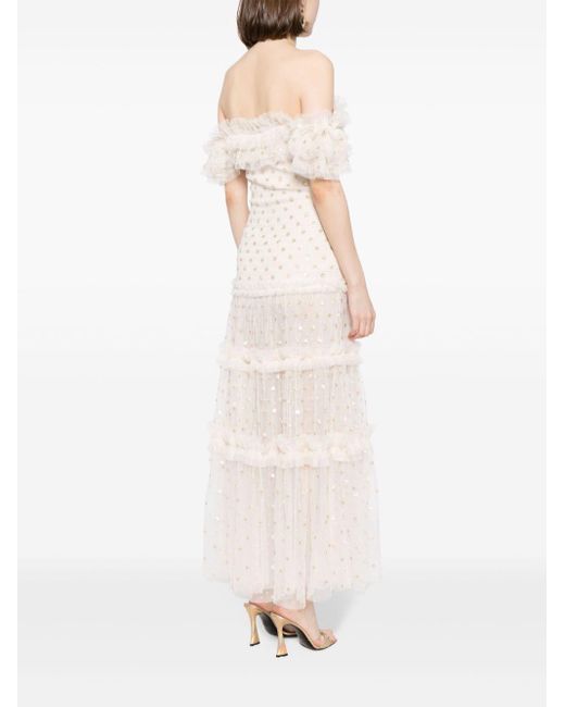 Needle & Thread White Polka-dot Smocked Gown