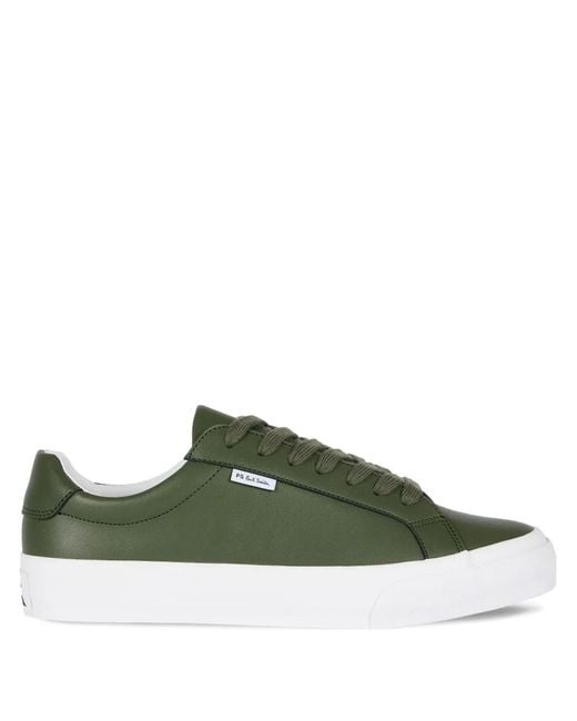 Paul Smith Green Lace-Up Leather Sneakers for men