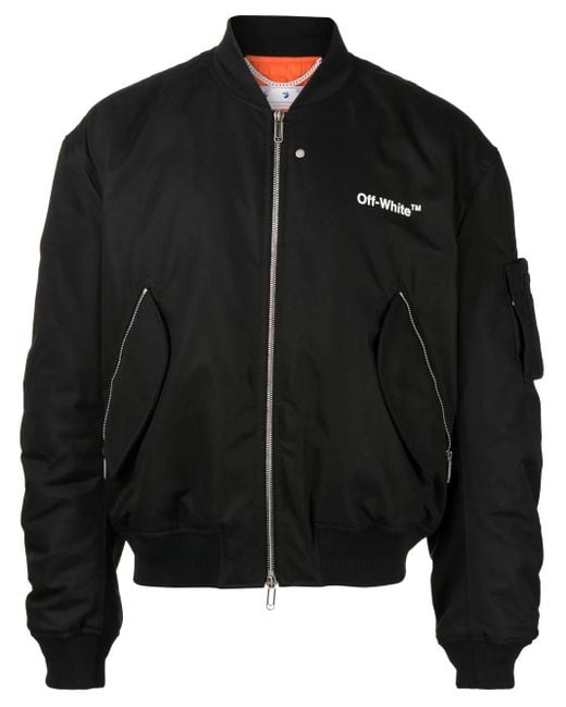 Off-White c/o Virgil Abloh Black Diag Print Bomber Jacket for men