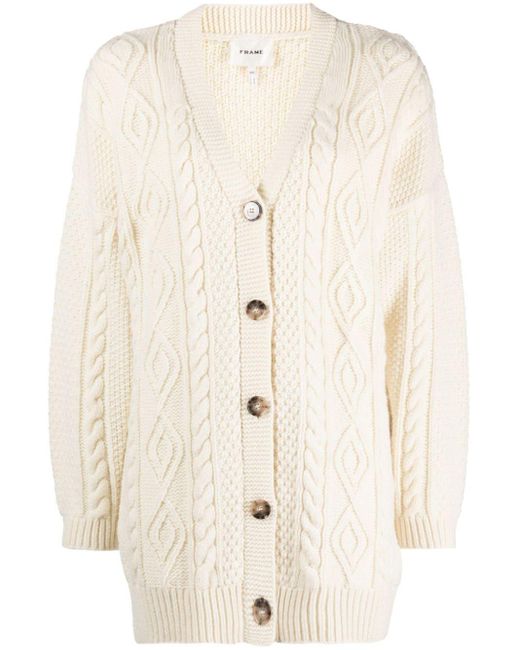 FRAME Natural Cable-knit Wool Cardigan - Women's - Merino