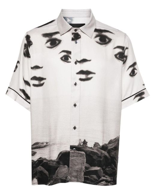 Rassvet (PACCBET) Twill-Hemd mit Augen-Print in Black für Herren