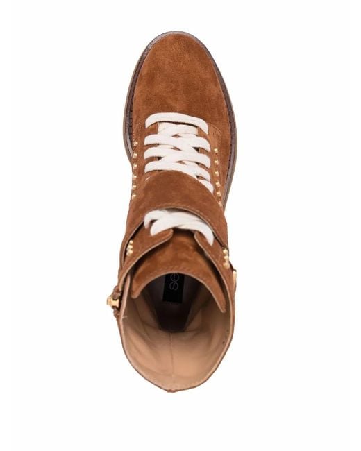 Sergio Rossi Brown Lace-up Suede Boots