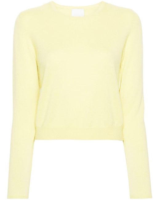Allude Yellow Round-neck Cropped Cashmere Jumper