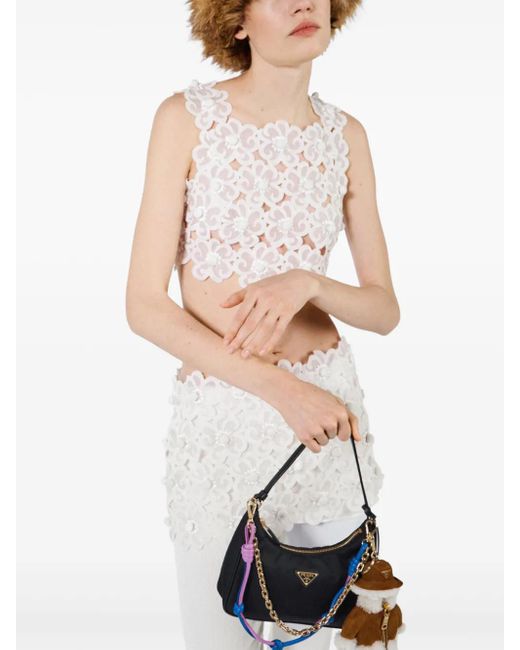 Prada Top Met Geborduurde Madeliefjes in het White