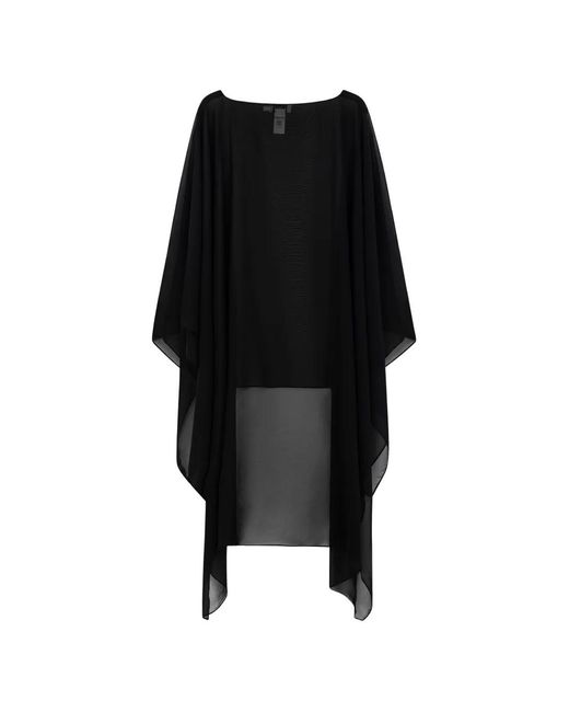 CAYET Black Farhana Sheer Handkerchief-Hem Cape