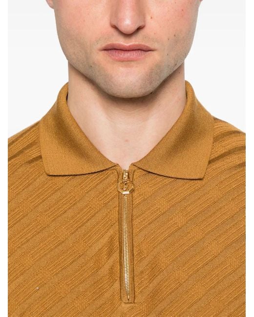 Stefano Ricci Orange Striped Polo Shirt for men