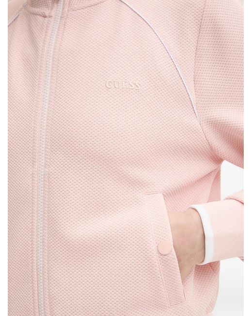Guess Pink Sarah Zip-Up Textured Sweatshirt