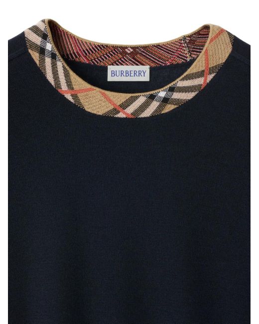 Burberry Wollen Trui Met Geruite Afwerking in het Blue voor heren