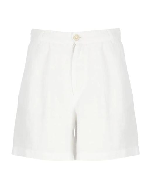 120% Lino White Linen Shorts