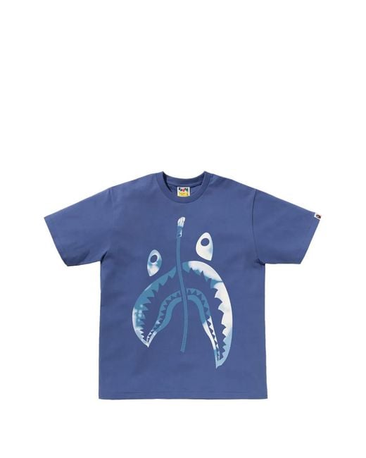 A Bathing Ape Blue Shark Tie-Dye T-Shirt for men