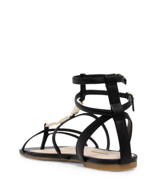 Liu Jo Black Logo-Plaque Strappy Sandals